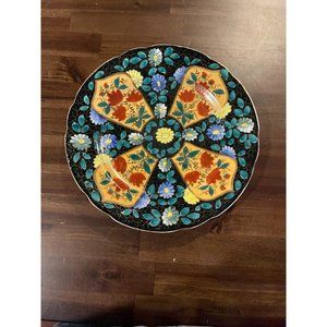 Royal Vienna beehive shield  Hand Painted 9 1/2 in diameter Plate black red blue